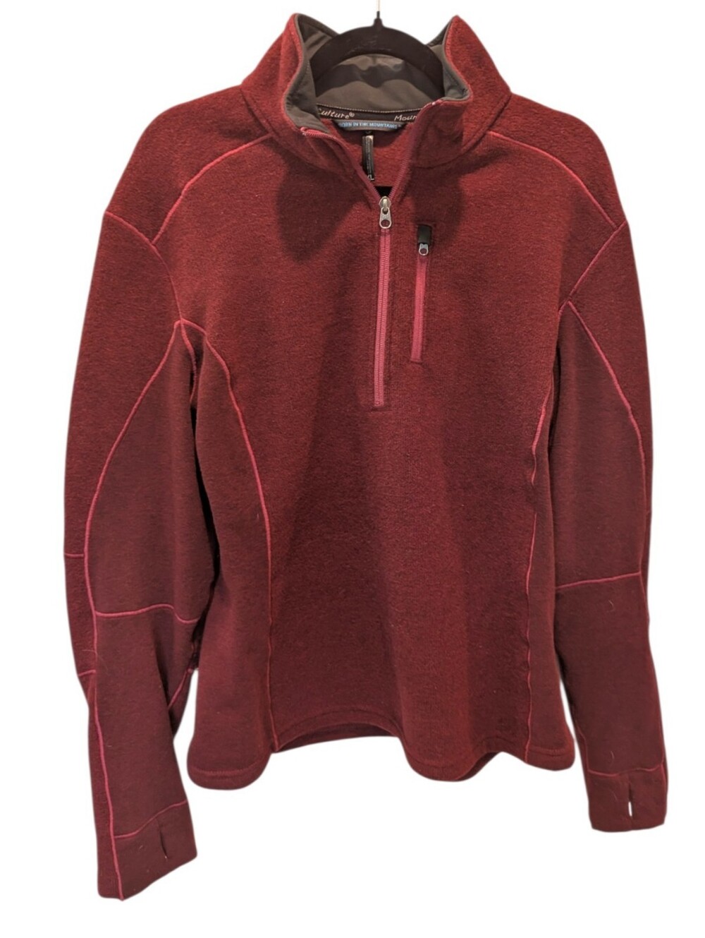 Kuhl Fleece Quarter Zip Pullover Burgundy Born in the Mountains XL Gorpcore Fall